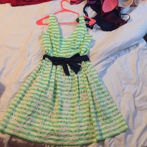 Lilly green white rhinestone navy fit and flare 2